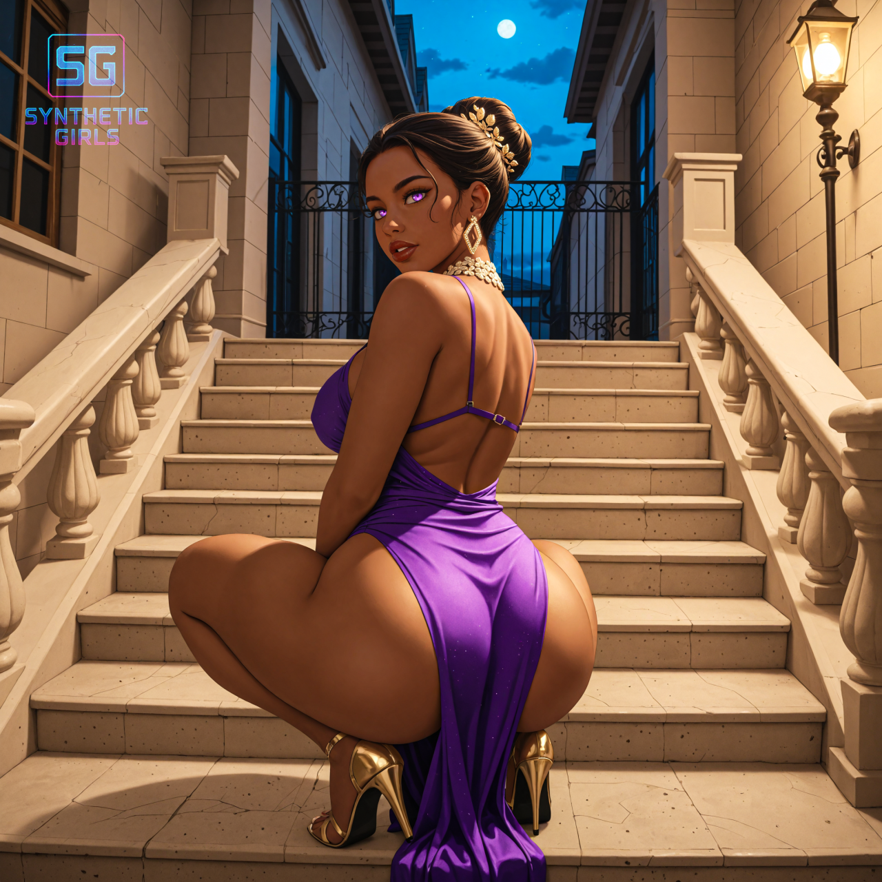 rina-and-asha-purple-evening-gown-cumshot