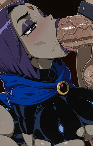 Raven deepthroats Huge Cock (Animated) |  Teen Titan