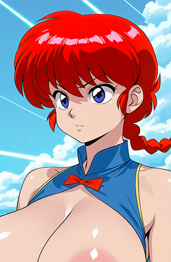 Ranma Saotome Flashing tits at the beach (Ranma ½)
